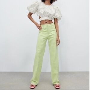 New Zara | Gingham Highrise Straight Leg pants